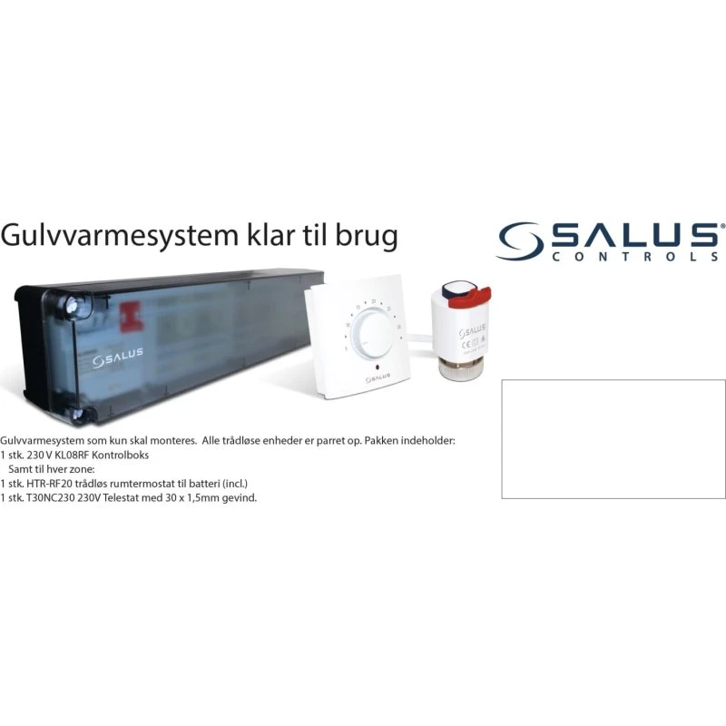 Salus gulvvarmestyring, trådløs, 9 zoner - klar til brug