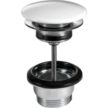 Nico push-up bundventil 1 1/4" kort med hvid porcelænstop