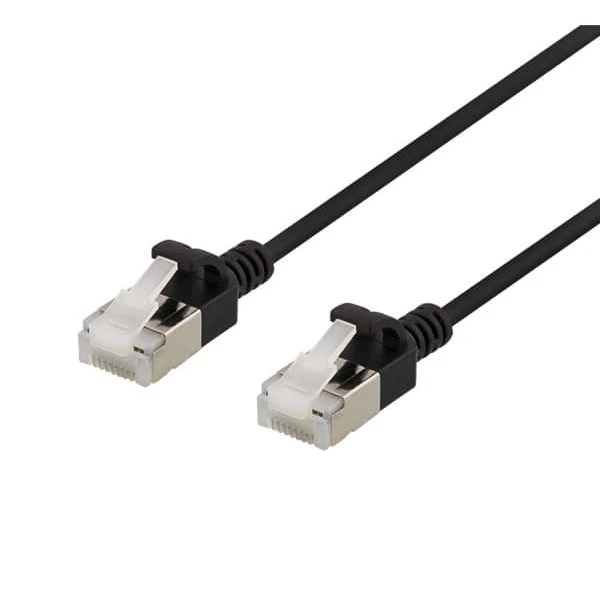 DELTACO U/FTP Cat6a Slim Patchkabel, 2m, Sort