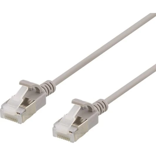 DELTACO U/FTP Cat6a Slim Patchkabel, 1m, Grå