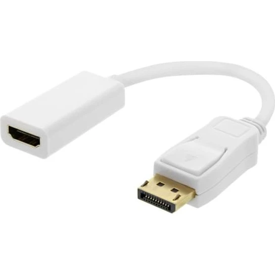 DELTACO DisplayPort til HDMI adapter, 4K 60Hz, 0.2 m, hvid