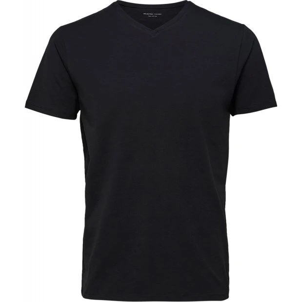 Selected T-shirt med v-hals i sort til herre