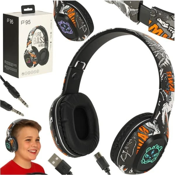 Trådløse On-Ear Hovedtelefoner med RGB-belysning og 50 mm elementer
