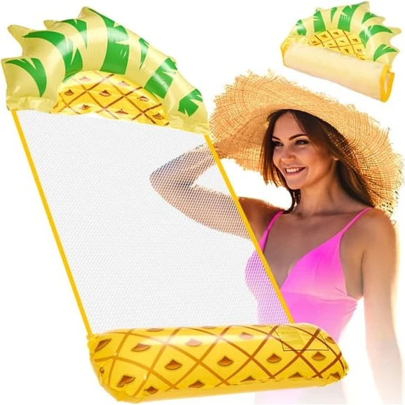 Oppustelig ananas poolmadras med net – 135 cm (max 110 kg)