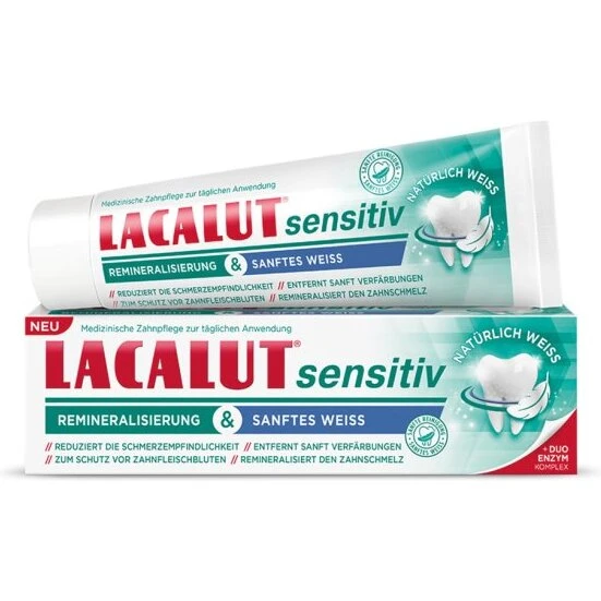 Lacalut Sensitive Remineralisering & Skånsom Hvidning, 75 ml