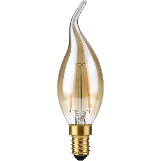 E14 2W Dæmpbar LED Kronepære, 2200K Gyldent Glas