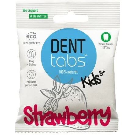 DentTabs Børnetandpasta Jordbær 125 stk – Uden fluor