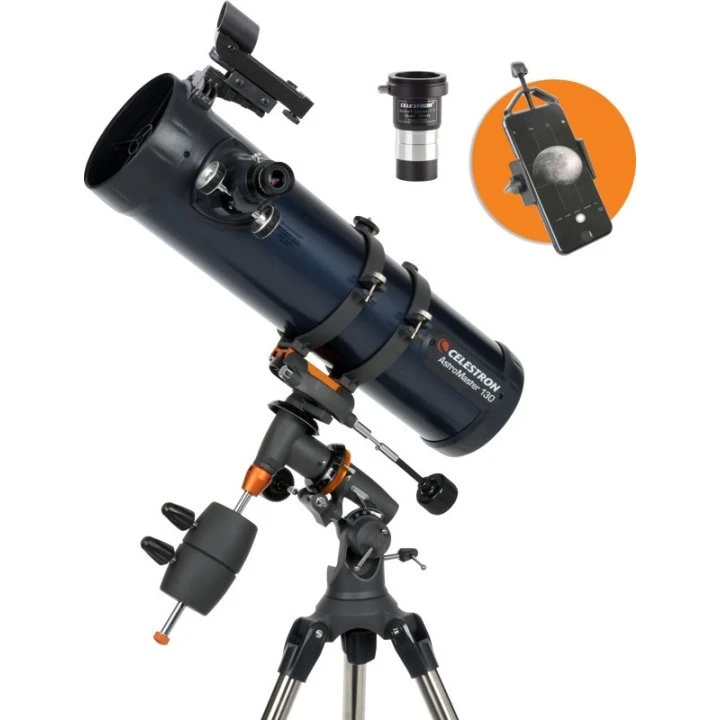 Celestron AstroMaster 130EQ Teleskop med telefonadapter og Barlow-linse