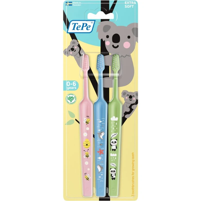 TePe Mini X-soft 3 stk. – ekstra bløde tandbørster 0-3 år