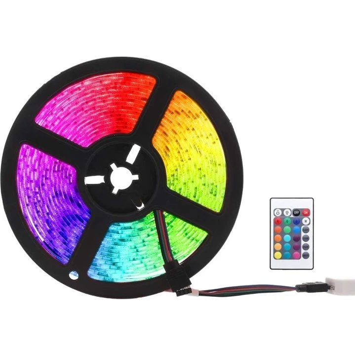5050 RGB LED-strip med fjernbetjening, 3m