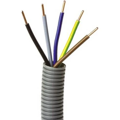 Flexrør 16mm Grå m/ 5g1,5 mm2 PVL ledning - 100 meter
