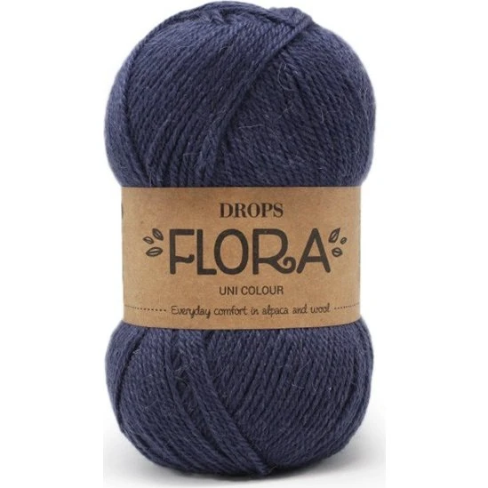 DROPS Flora Unicolor 10 Marine - Uldgarn med Alpaca