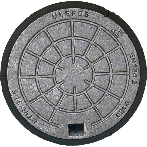 Ulefos dæksel m/pakning, Ø320 mm, 40 ton, SG-jern