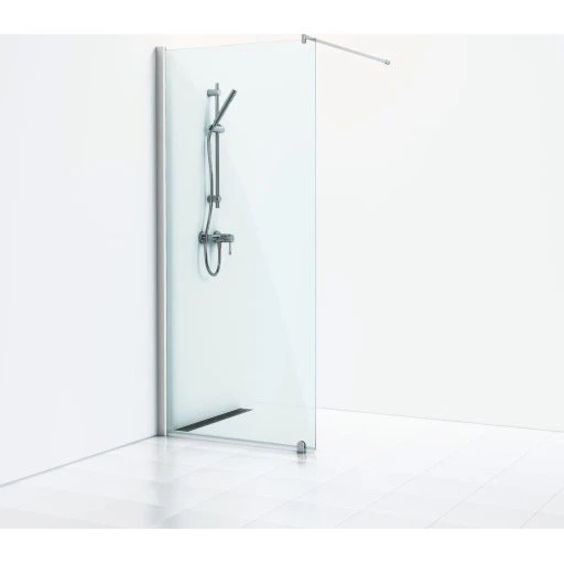 Svedbergs Skoga brusevæg, 90 cm, klart glas, mat aluminium