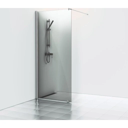 Svedbergs Skoga brusevæg, 70 cm, røgfarvet glas, blank aluminium