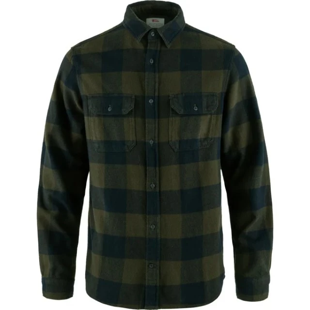Fjällräven Övik Heavy Flannel Shirt - Deep Forest/Dark Navy, M