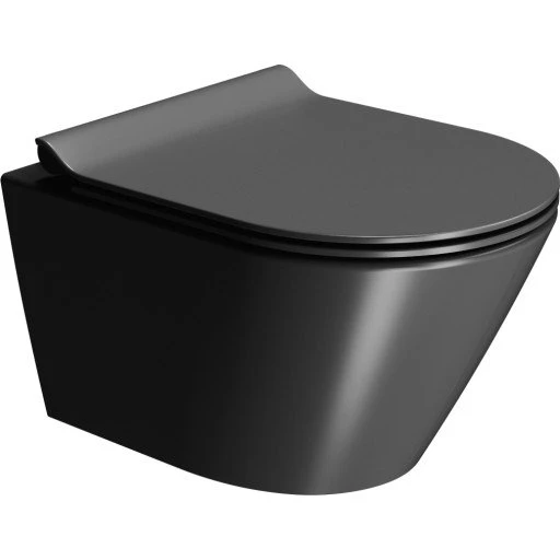 GSI Kube væghængt toilet, mat sort, uden skyllekant