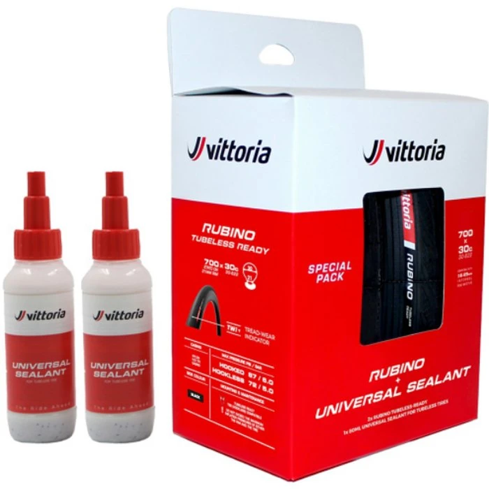 Vittoria Rubino V TLR Tubeless Dæk 2-pak med 80ml Sealant 700x28c