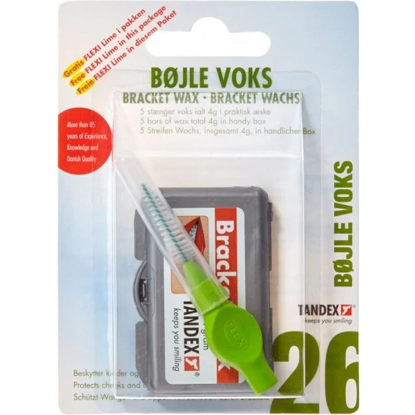 Tandex Bøjlevoks 4 g (5 stænger) inkl. Flexi mellemrumsbørste