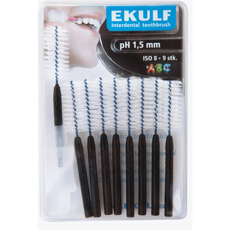 Ekulf PH Mellemrumsbørste 1,5 mm sort, 9 stk
