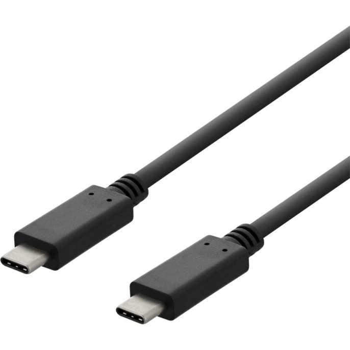 DELTACO USB-C til USB-C opladerkabel, 3A, 3m, sort