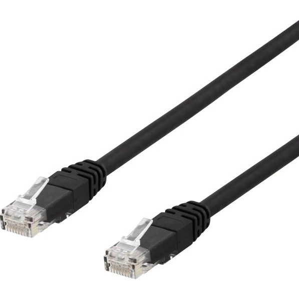 Deltaco TP-610UV Cat6 Patchkabel, 10m, Sort, UV-resistent