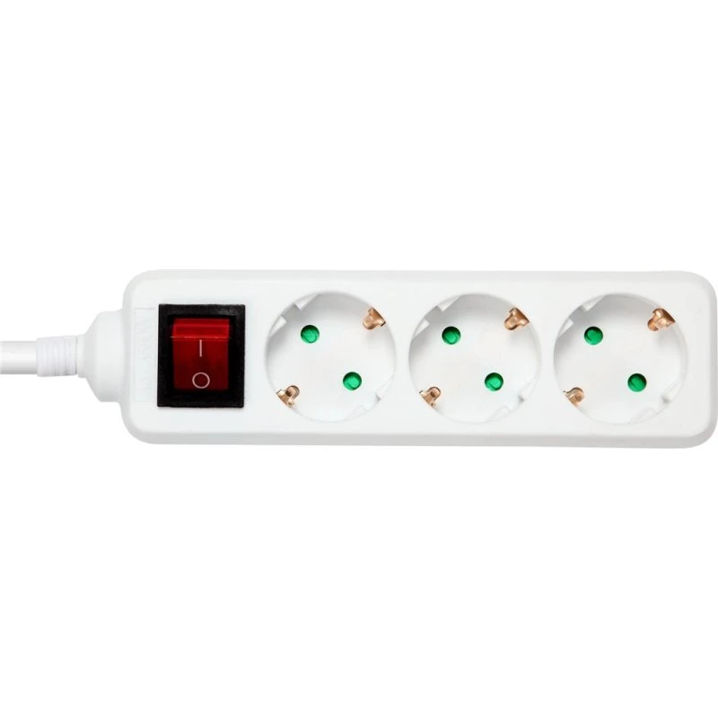 DELTACO GT-0351 Stikdåse med afbryder, 3 udtag, 3m ledning, hvid