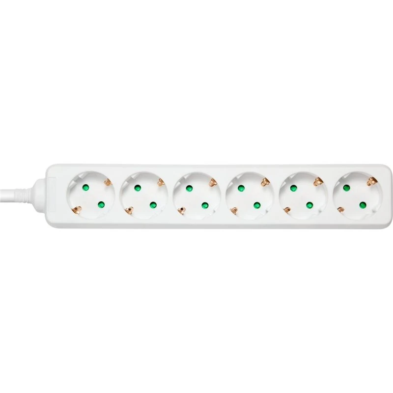 DELTACO GT-0601 Stikdåse 6 udtag 3m hvid