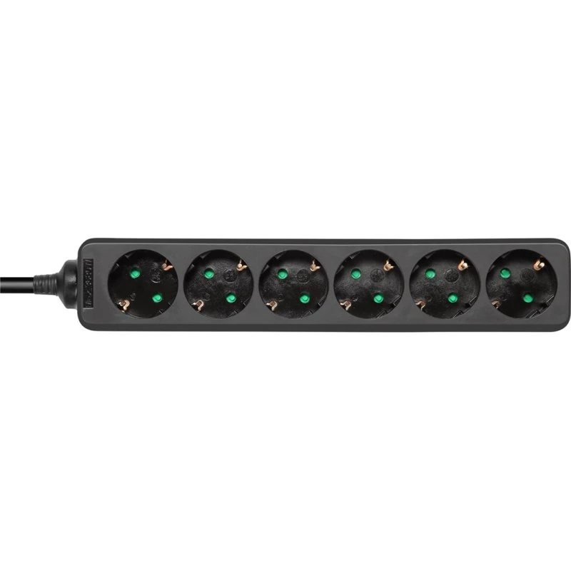 DELTACO GT-0620 Stikdåse 6x Schuko 1,5m Sort