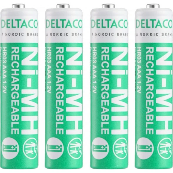 DELTACO Ultimate Ni-Mh Genopladelige Batterier, AAA, 750mAh, 4-pak