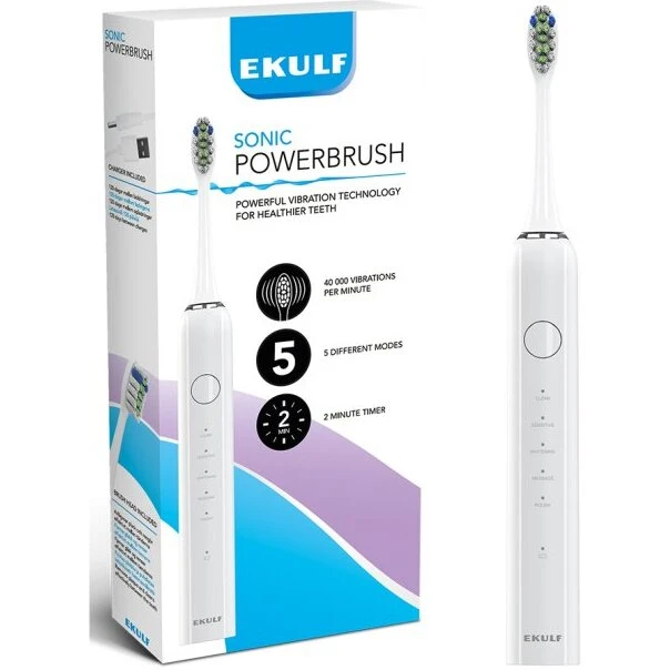 Ekulf Sonic PowerBrush White – sonisk elektrisk tandbørste