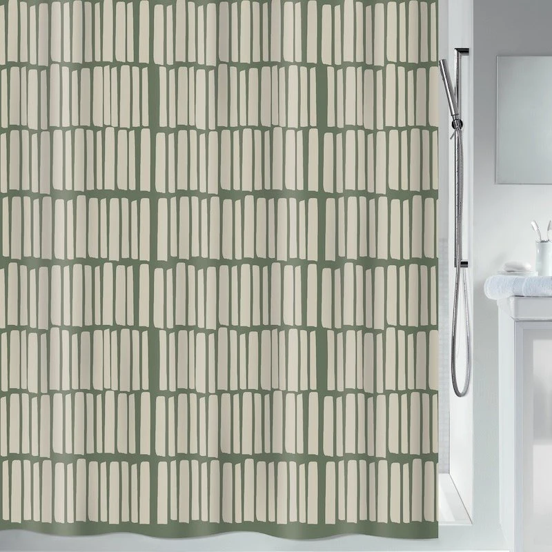 Spirella Rita badeforhæng, 180x200 cm, grøn/beige