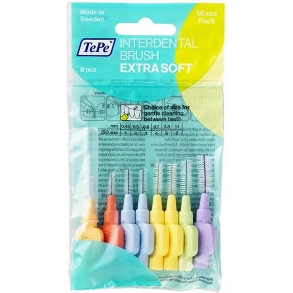 TePe Mellemrumsbørste Extra Soft Mixed Pack 8 stk