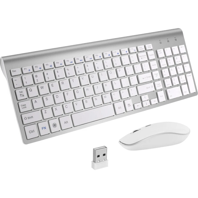 INF Trådløst tastatur og mus kombisæt – sølv