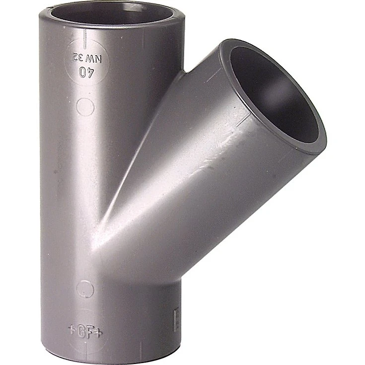 GF PVC Tee 45° 50 mm - Klæbefitting til PVC-rør