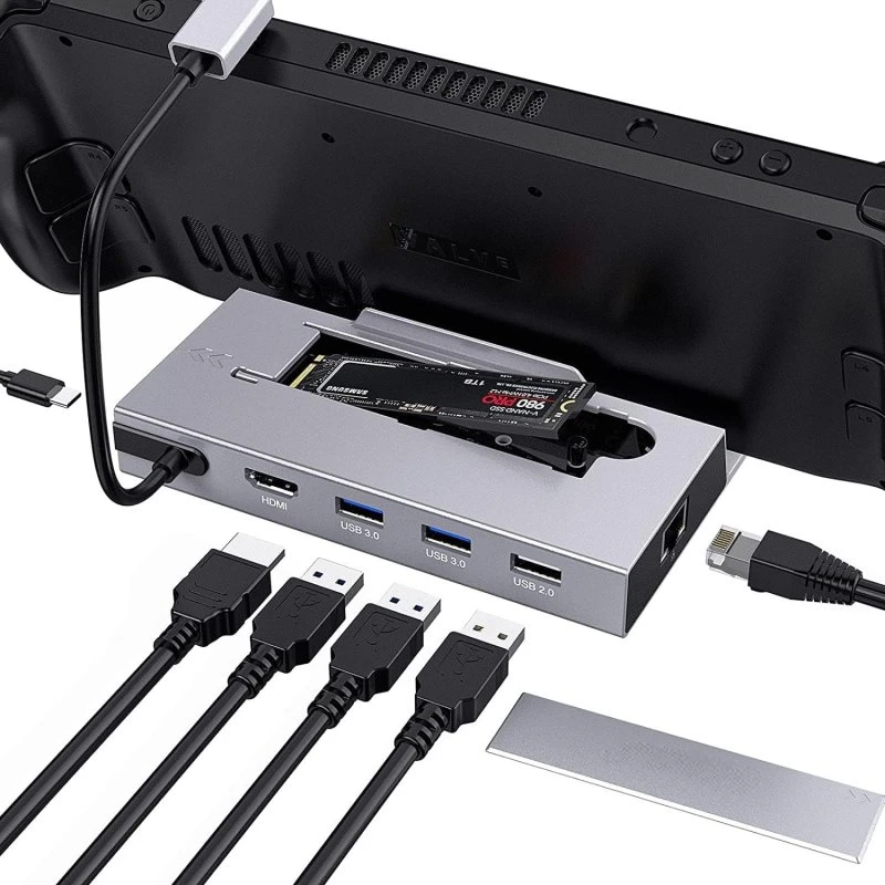 NÖRDIC Steam Deck Dockingstation 1-7: 4K HDMI, M.2 SSD & Gigabit