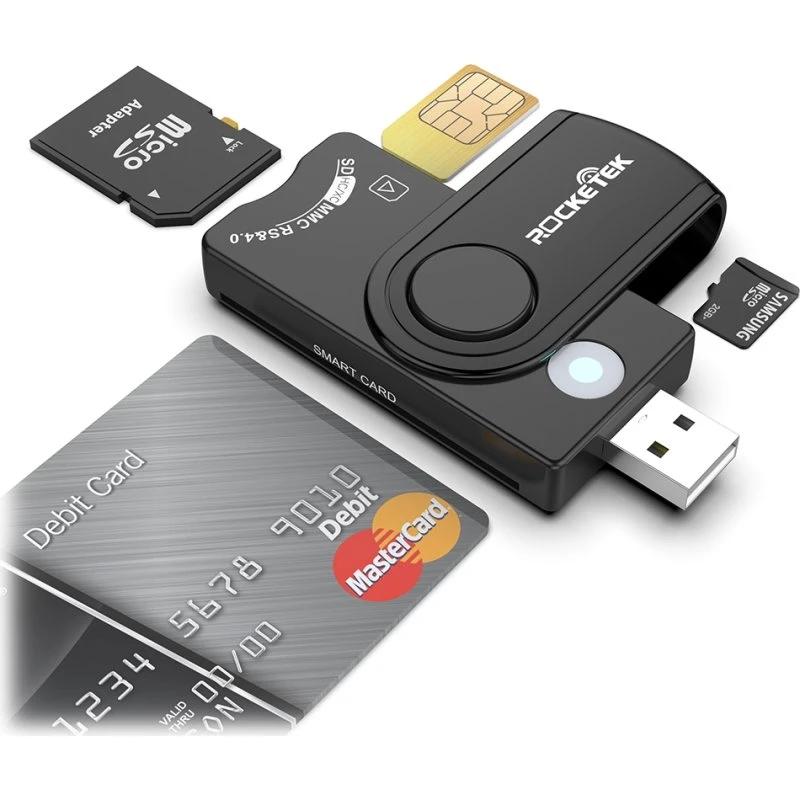 NÖRDIC 4-i-1 Kortlæser: Smart Card, SIM, SD & MicroSD USB-A