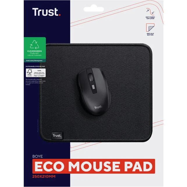 Trust Boye Musemåtte Eco - Sort (250x210x3 mm)