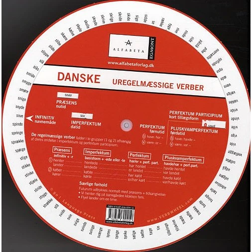 Alfabeta Dansk grammatik-hjul: Uregelmæssige verber