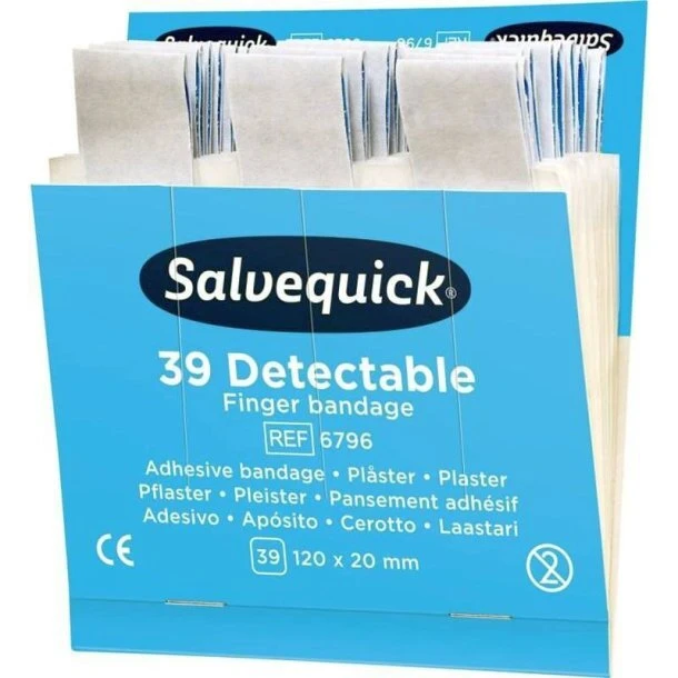 Cederroth Salvequick sporbar blå fingerplaster 120x20mm 39 stk