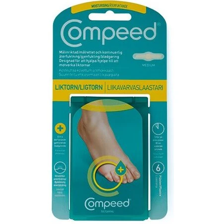 Compeed Moisturising Ligtorneplaster 6 stk (1,7 x 5,7 cm)
