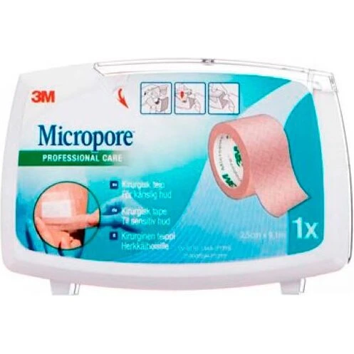 3M Micropore Kirurgisk Tape lysebrun 2,5 cm x 9,1 m