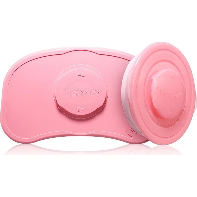 Twistshake Klikmat Mini bakke og tallerken, Pastel Pink