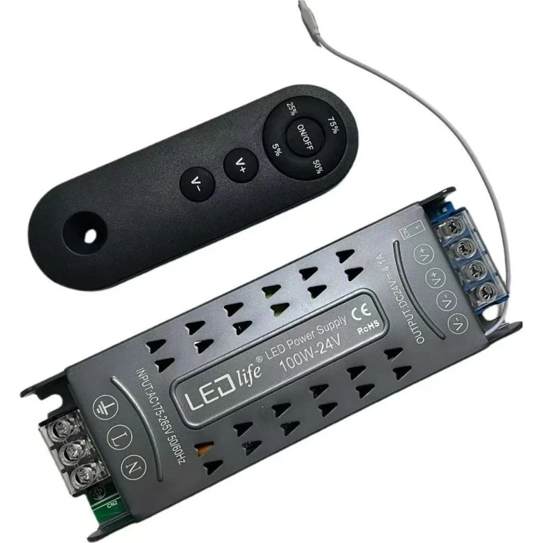 LEDlife 100W 24V DC Dæmpbar Strømforsyning med Fjernbetjening