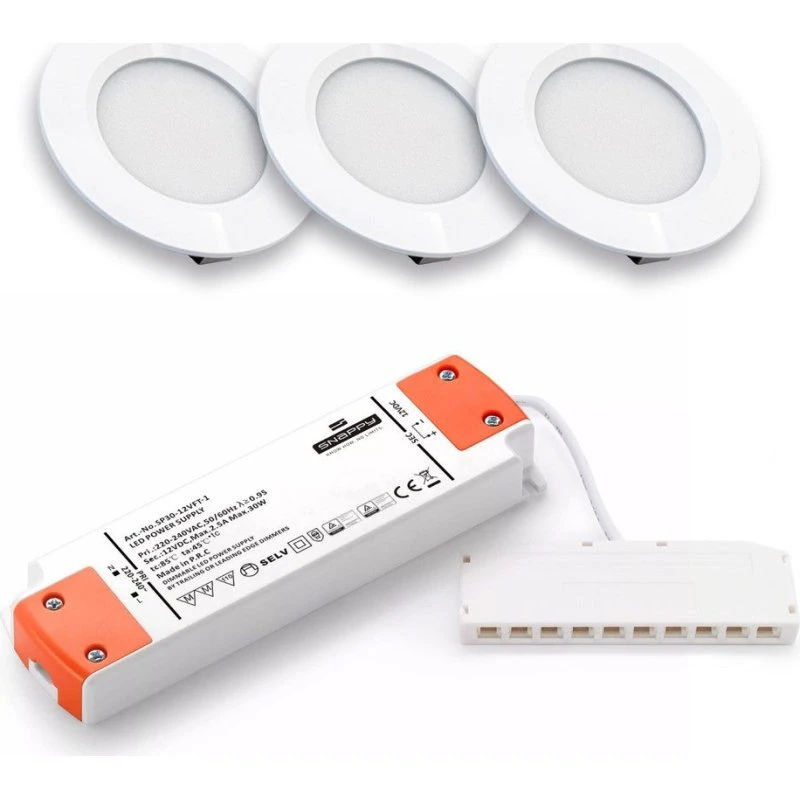 LEDlife Reco68 Møbelspot Sæt - 3 stk. Mat Hvid, inkl. Driver