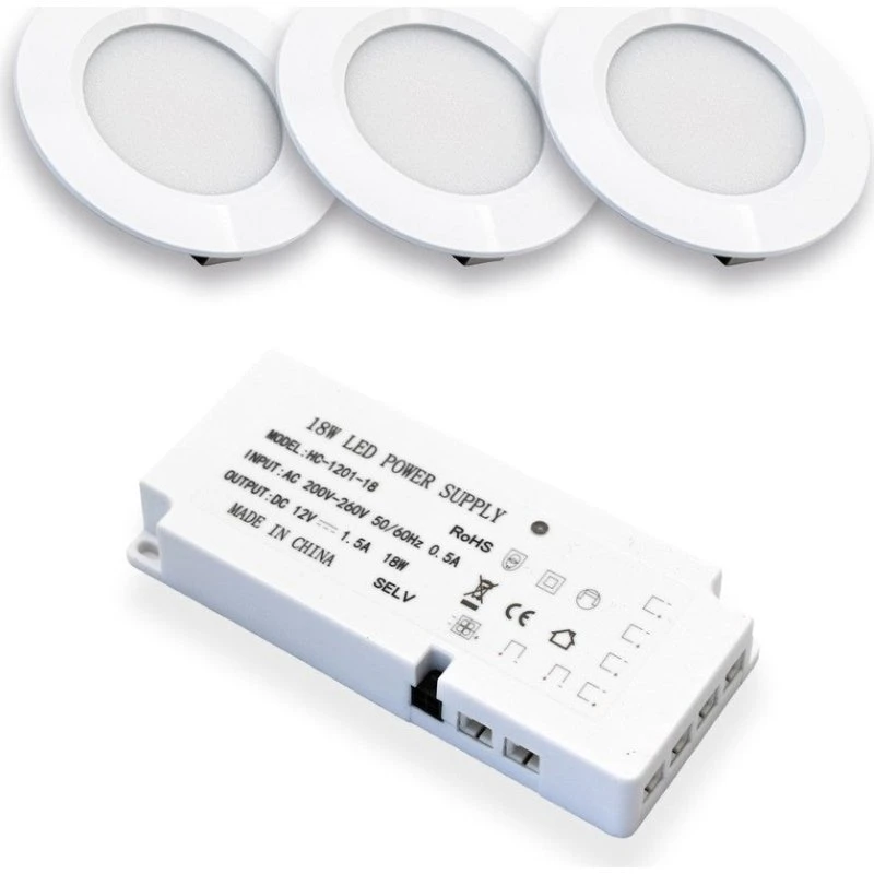 LEDlife Reco68 Møbelspot Mat Hvid 3-pak inkl. Strømforsyning