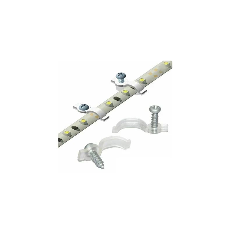 20 stk. klare monteringsklips til 10mm LED strip (IP65)
