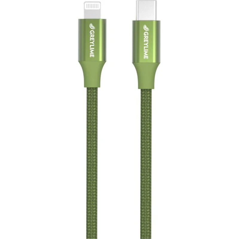GreyLime Braided USB-C til MFi Lightning Kabel, Grøn, 1 m