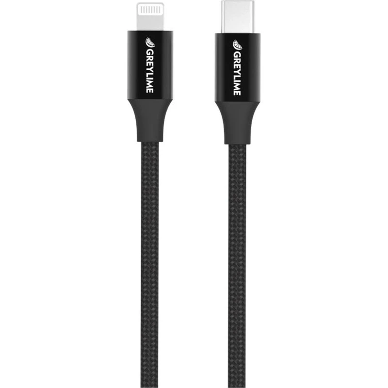 GreyLime Braided USB-C til MFi Lightning Kabel, Sort, 1 m