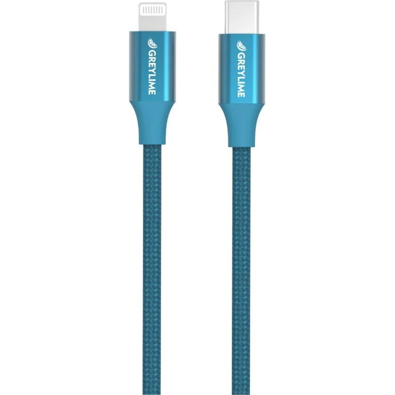 GreyLime Braided USB-C til MFi Lightning Kabel, Blå, 2 m